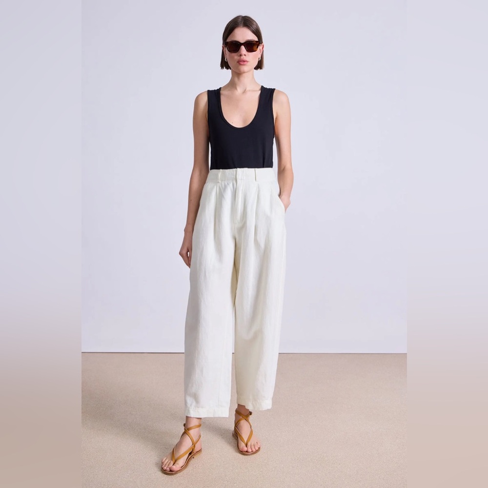 Apiece Apart Bari Crop Trouser in Cream